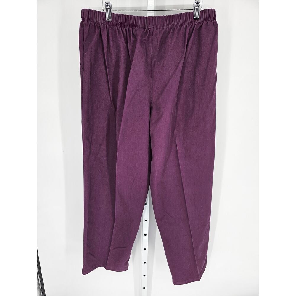 White Stag Purple Cotton Blend Elastic-Waist High-Rise Trouser Size 16